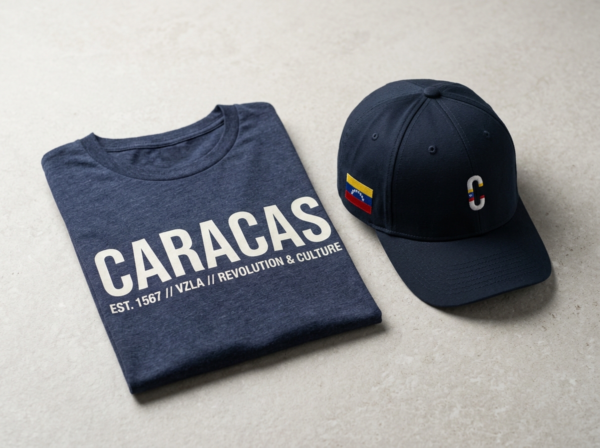 Franelas, gorras y camisetas con frases y logos venezolanos